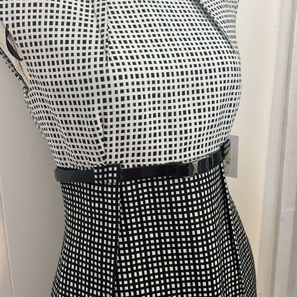 NWOT Calvin Klein Belted Houndstooth Sheath Dress Size 4 - Picture 6 of 13